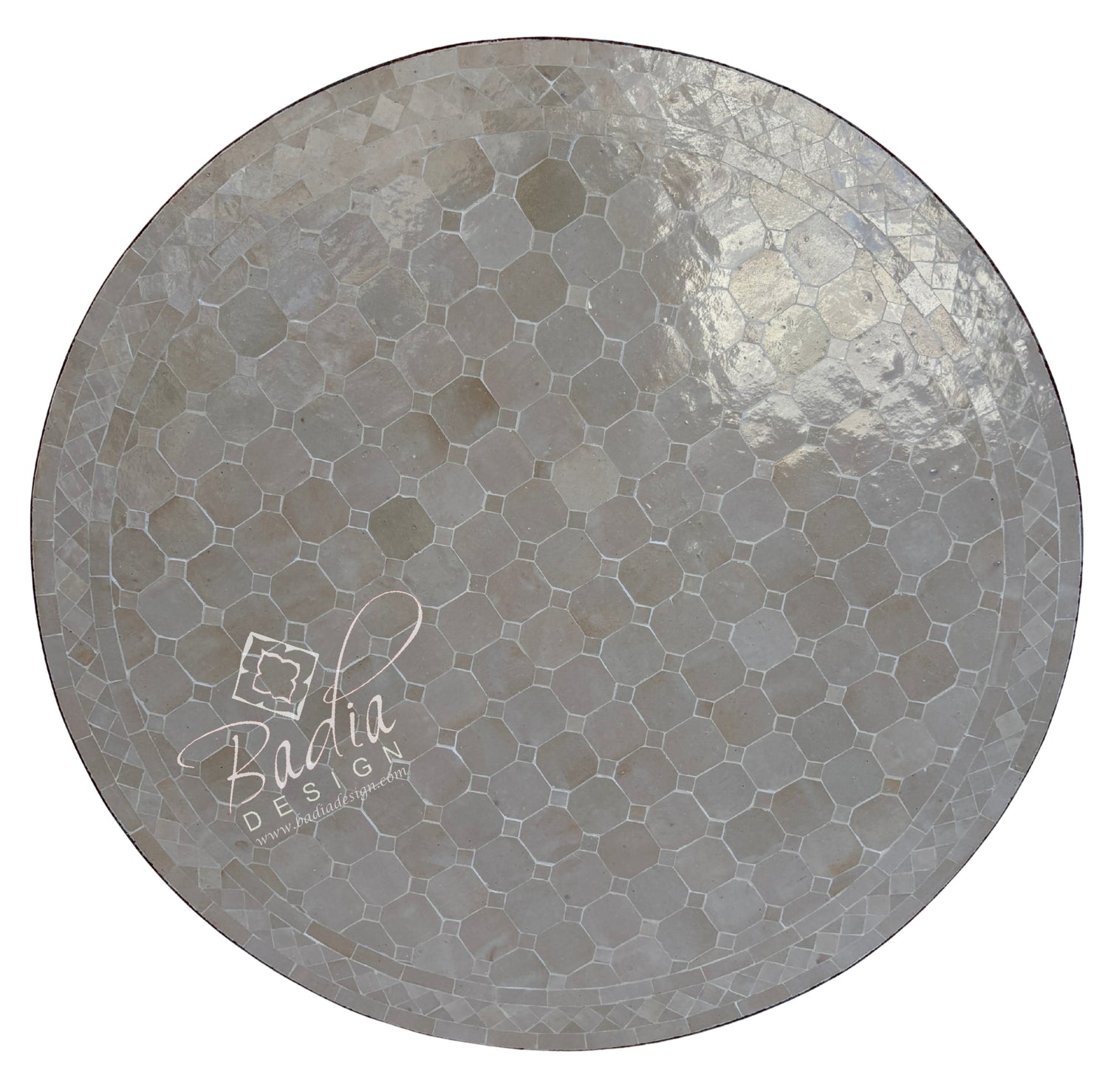 36" Beige Round Tile Table Top