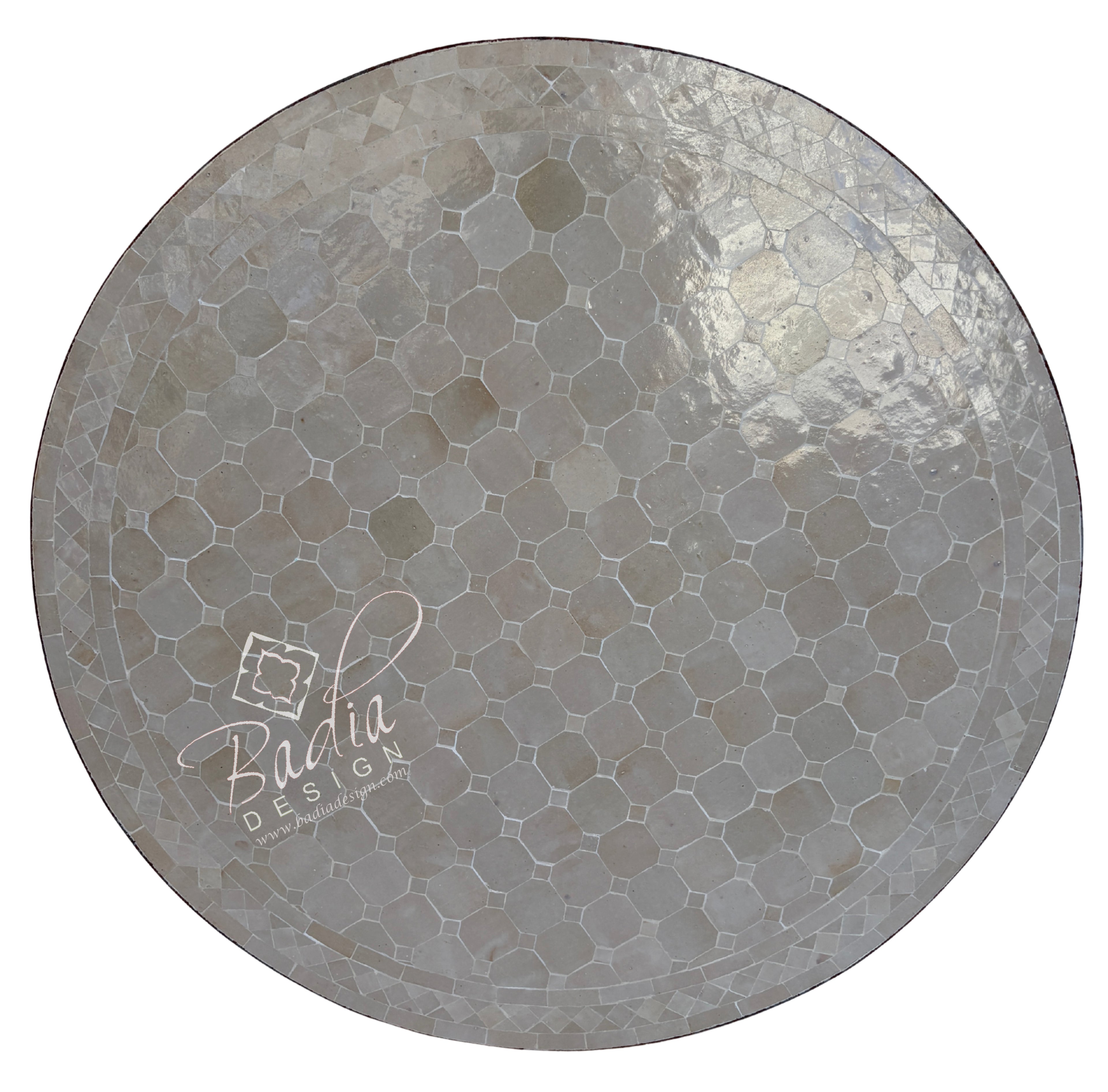 36" Beige Round Tile Table Top