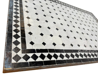 24"W x 36"L Black and White Mosaic Tile Table Top