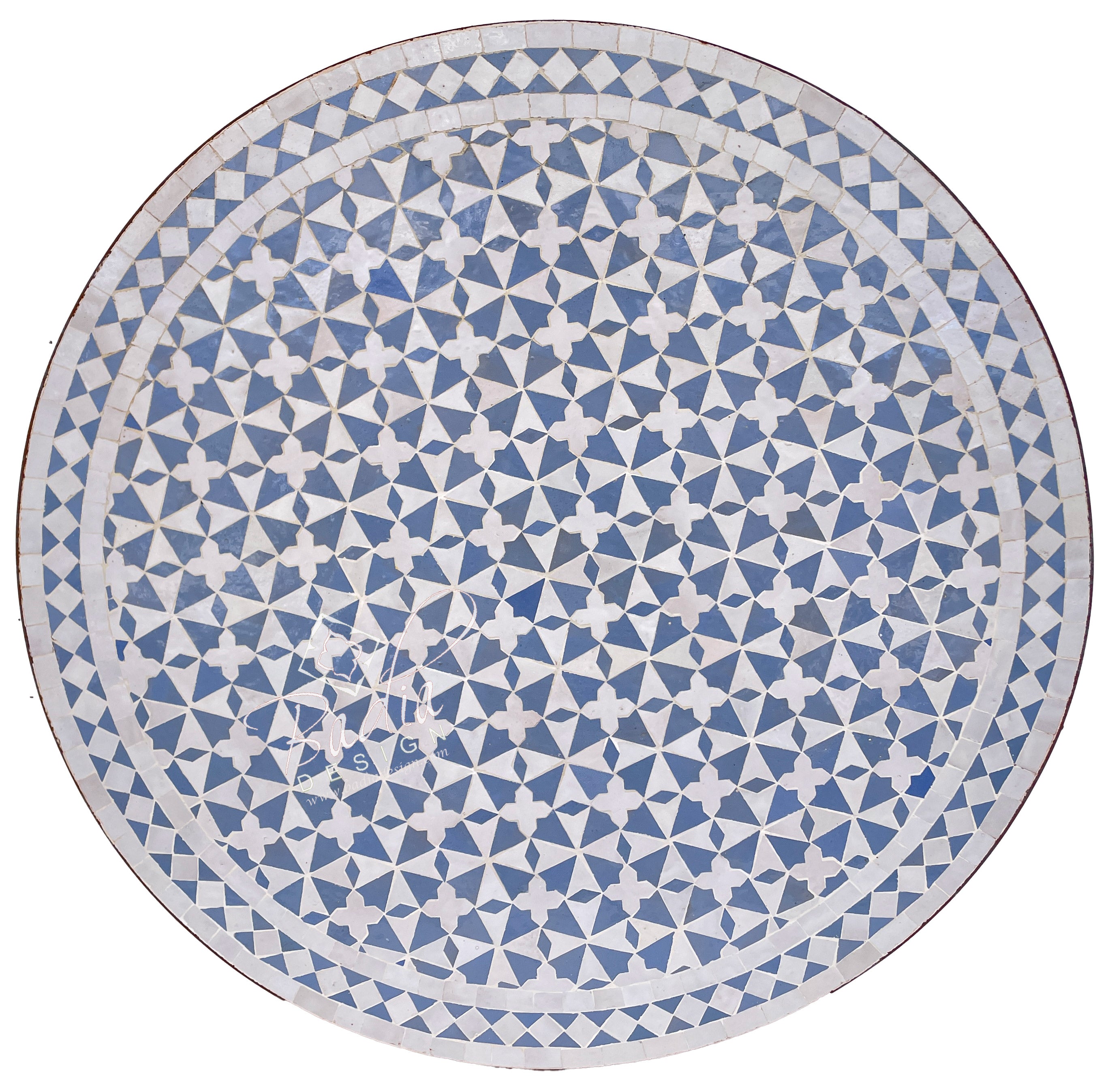 Moroccan Blue and White Intricately Designed Ceramic Tile Table Top