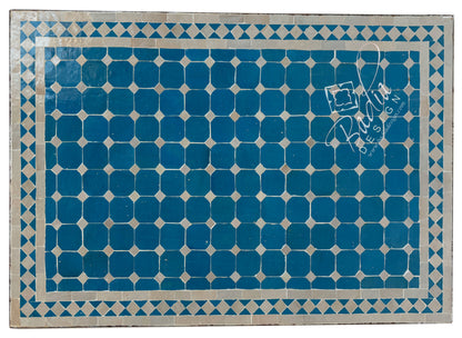24"W x 36"L Azure and White Mosaic Tile Table Top