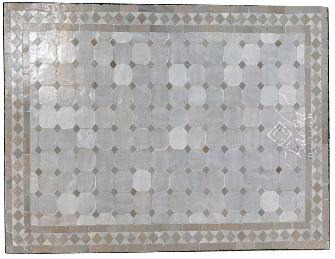 24"W x 36"L Beige and White Mosaic Tile Table Top