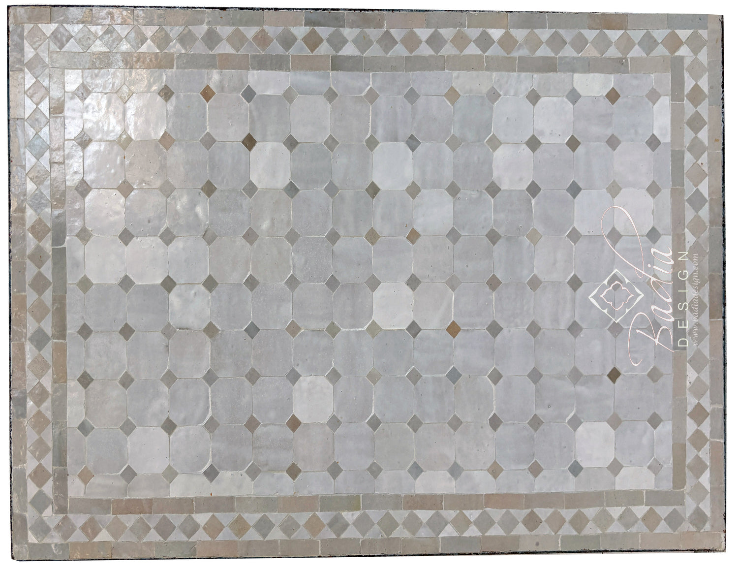 24"W x 36"L Beige and White Mosaic Tile Table Top