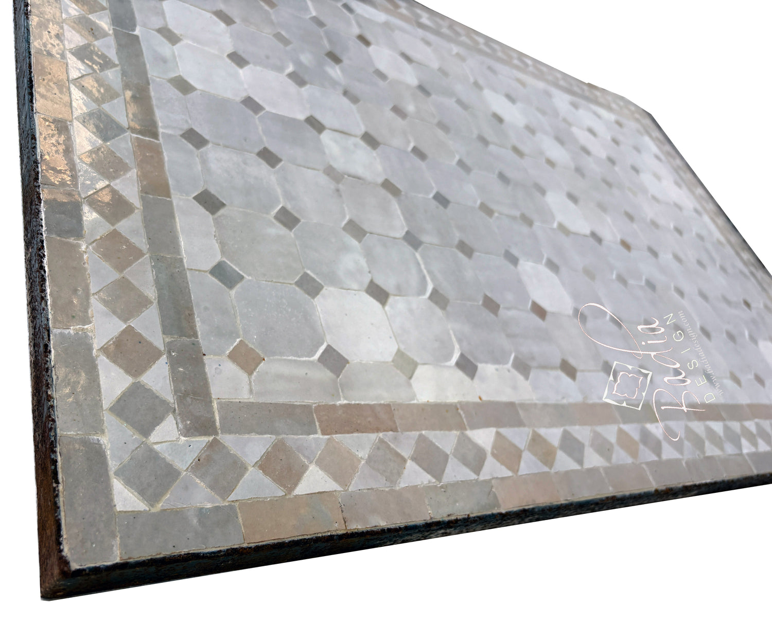 24"W x 36"L Beige and White Mosaic Tile Table Top