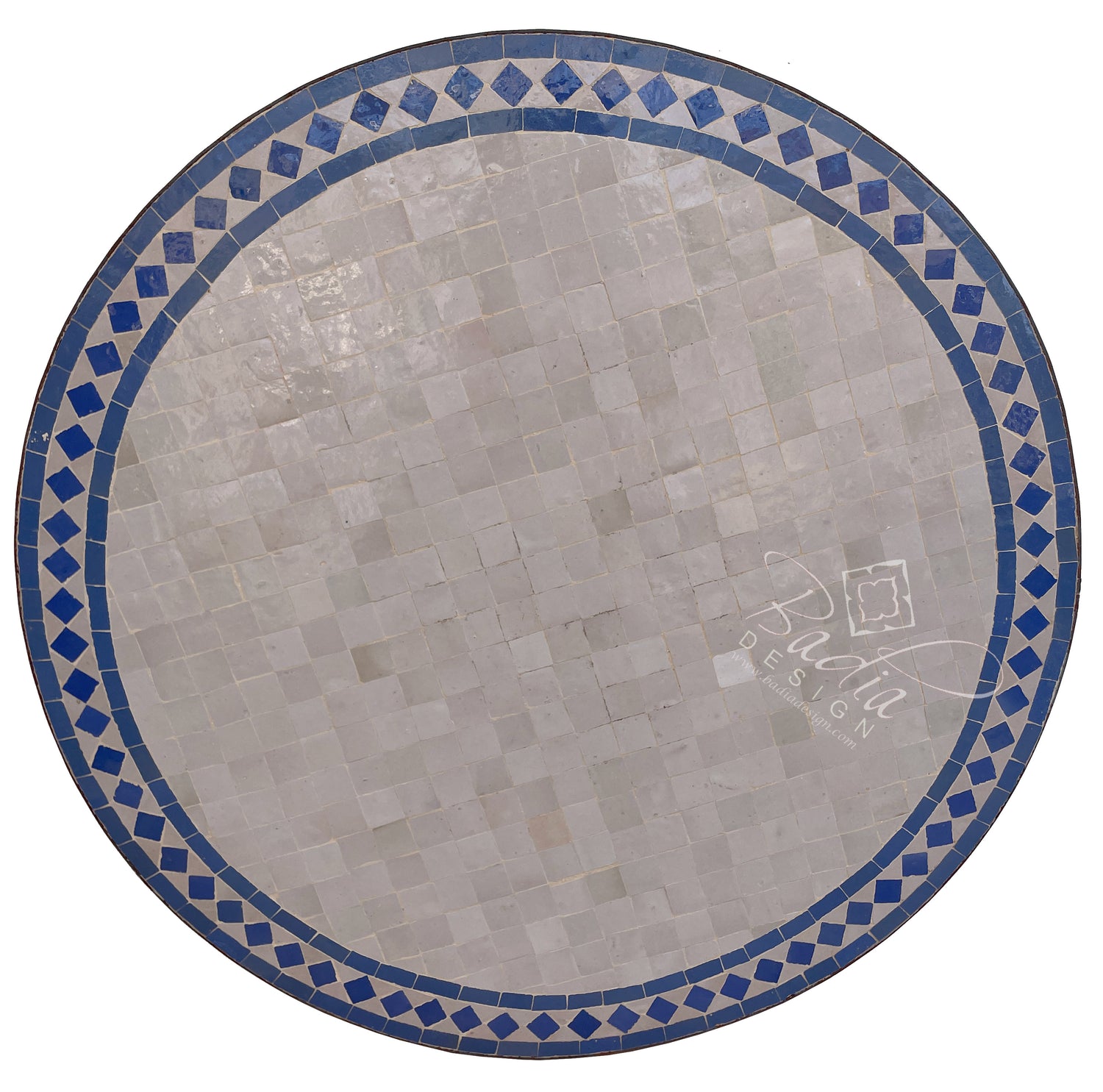 Round Blue and Beige Moroccan Tile Table Top