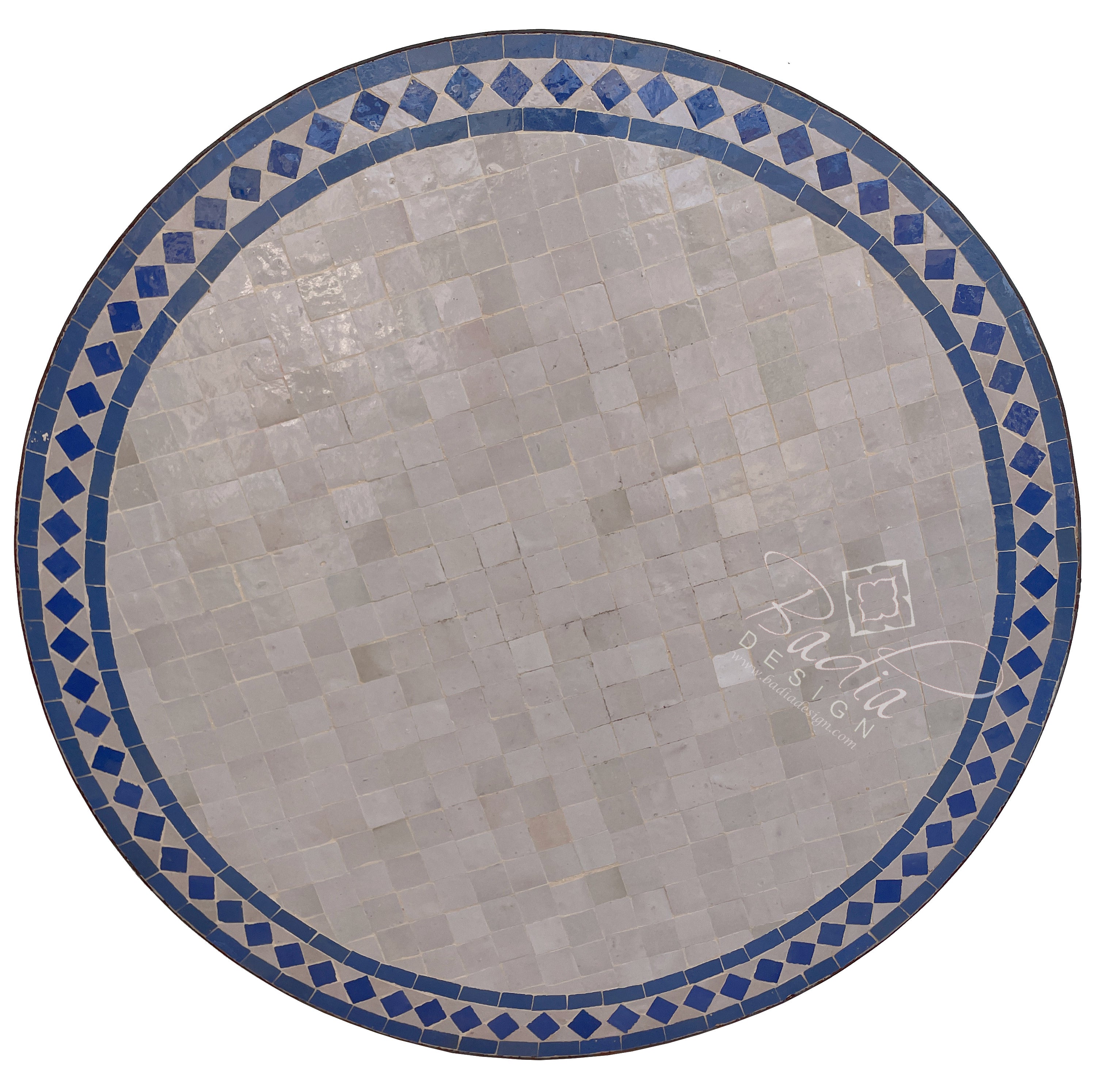 Round Blue and Beige Moroccan Tile Table Top