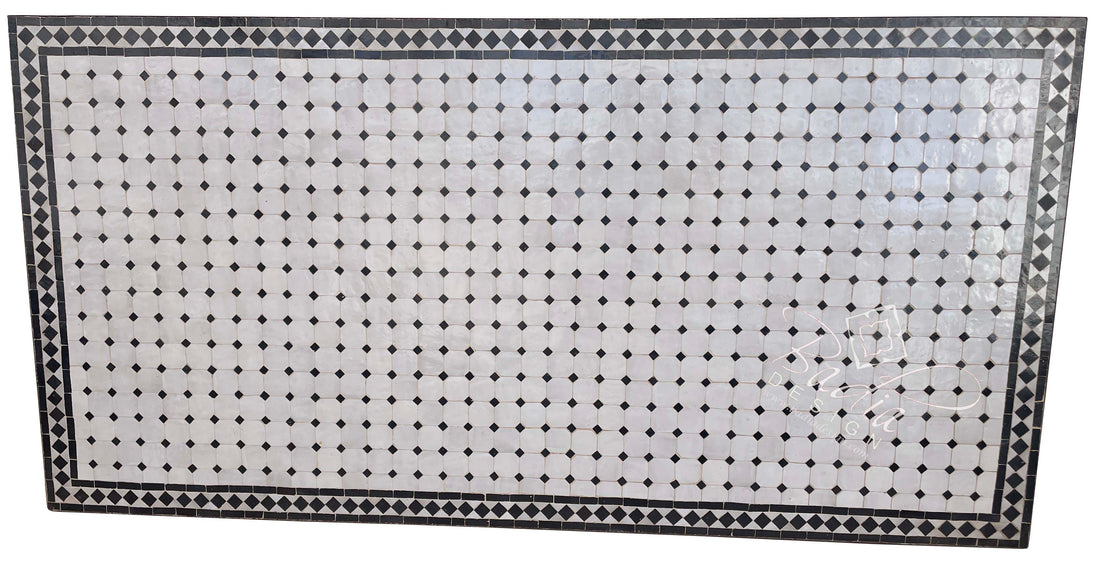 Dark Brown and Beige Moroccan Rectangular Tile Table Top