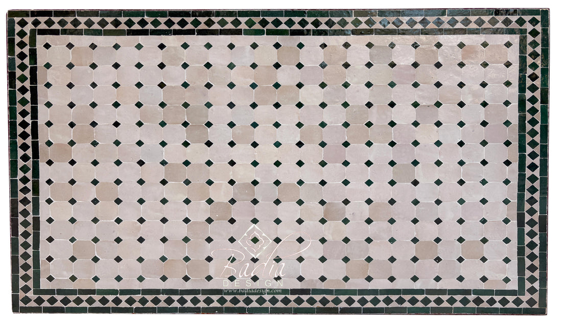 32"W x 48"L Green and Beige Tile Table Top