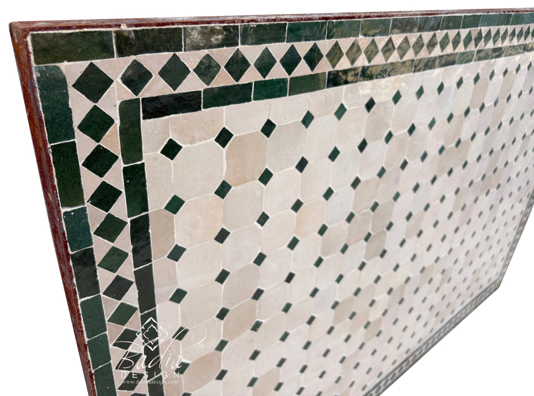 32"W x 48"L Green and Beige Tile Table Top
