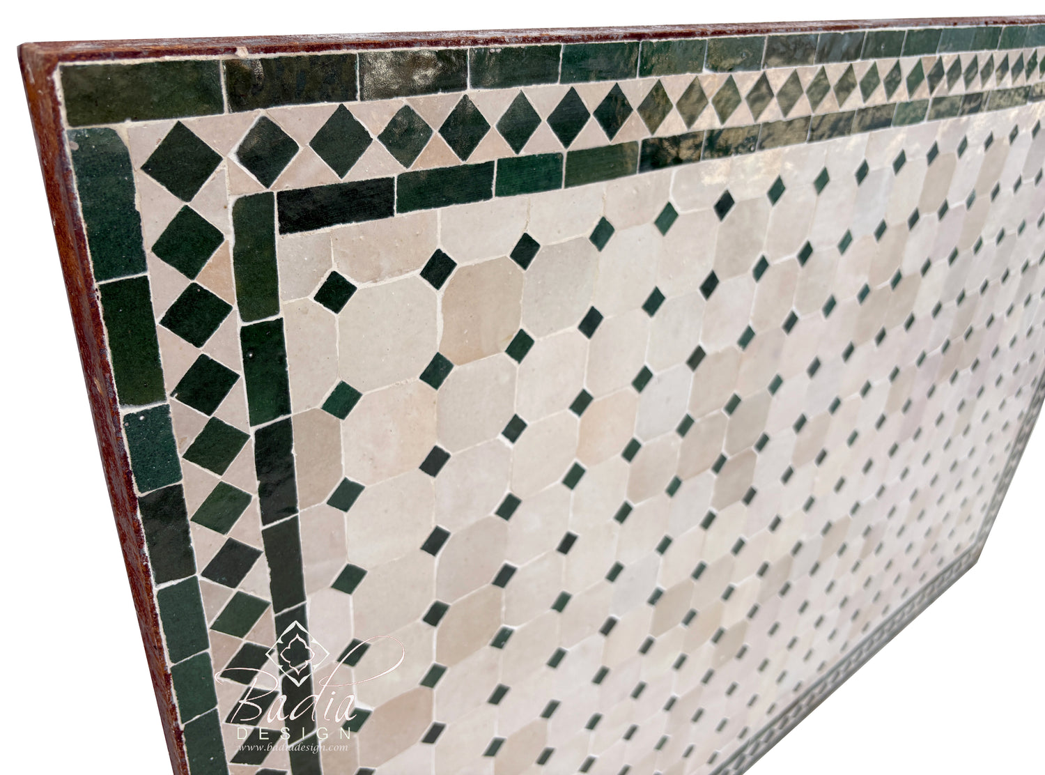 32"W x 48"L Green and Beige Tile Table Top