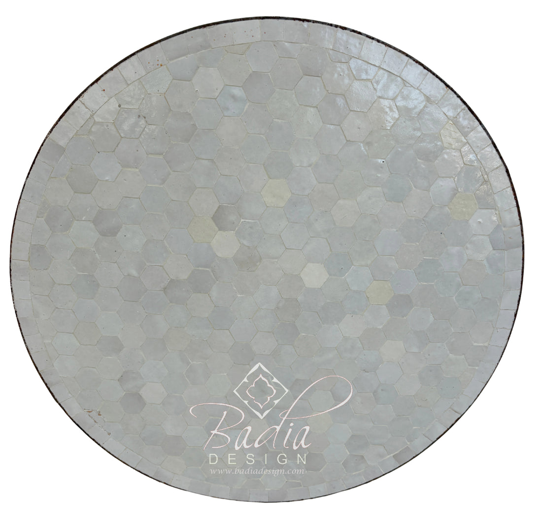 24" Round Off-White Tile Table Top