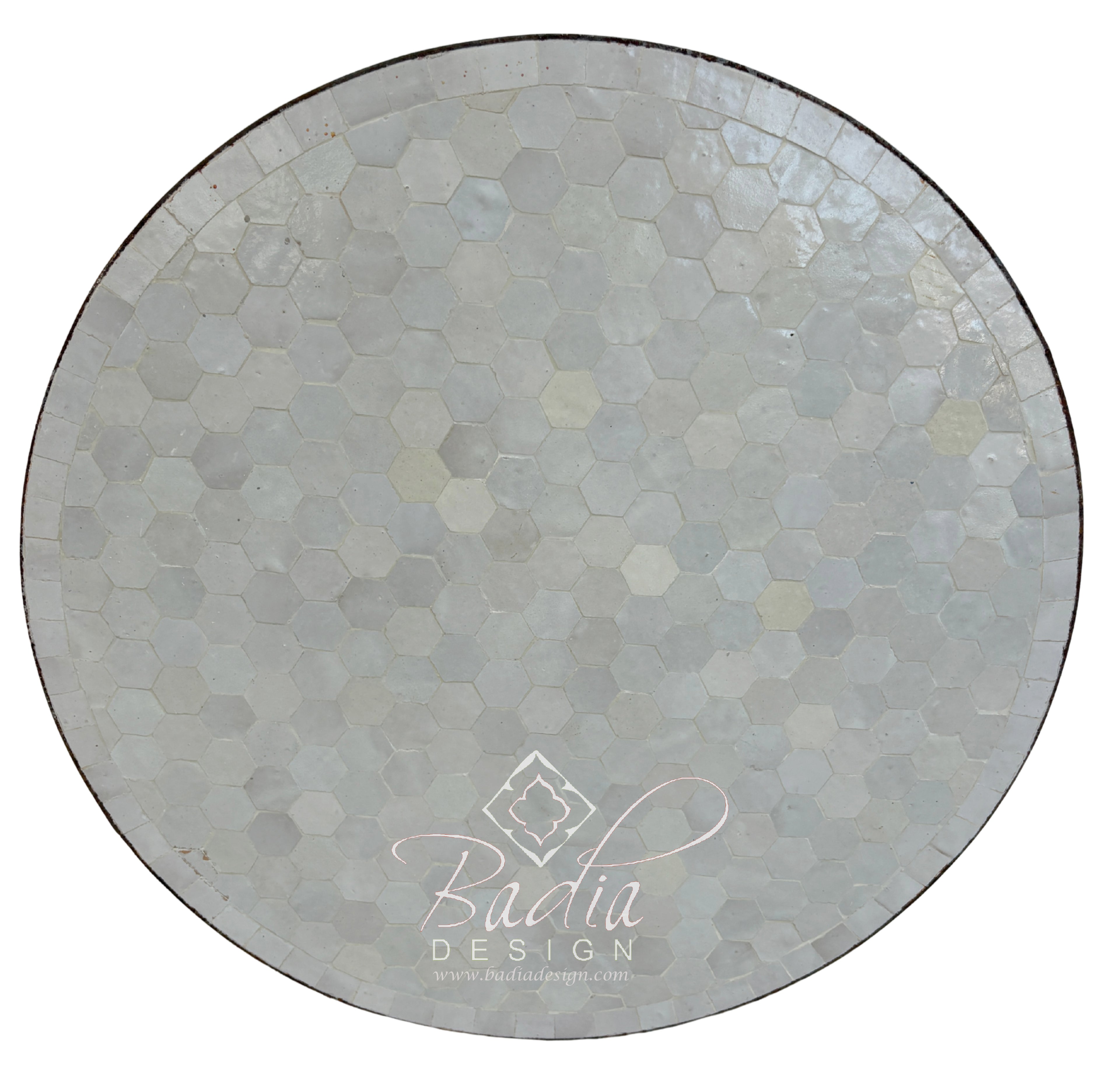 24" Round Off-White Tile Table Top