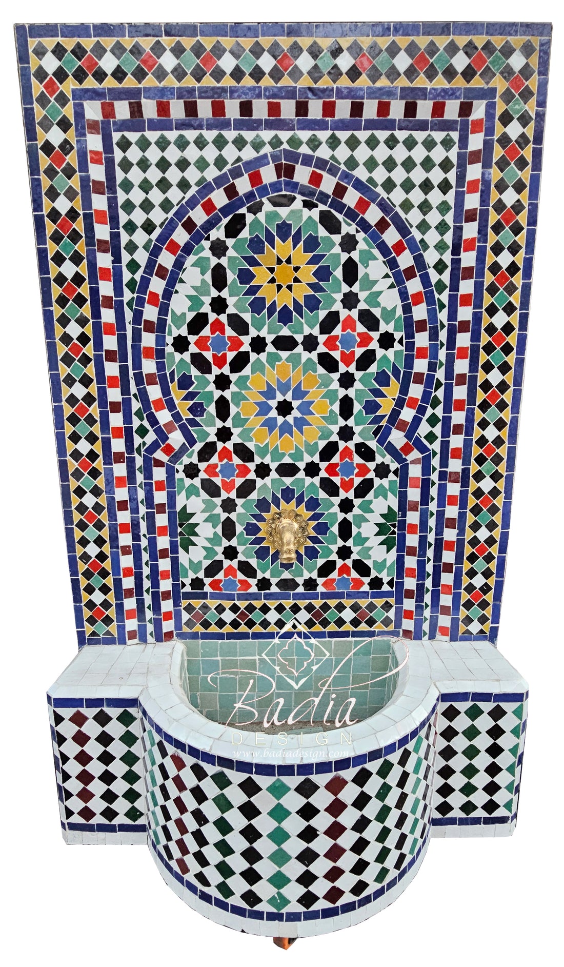 Moroccan Blue Multi-Color Mosaic Water Fountain