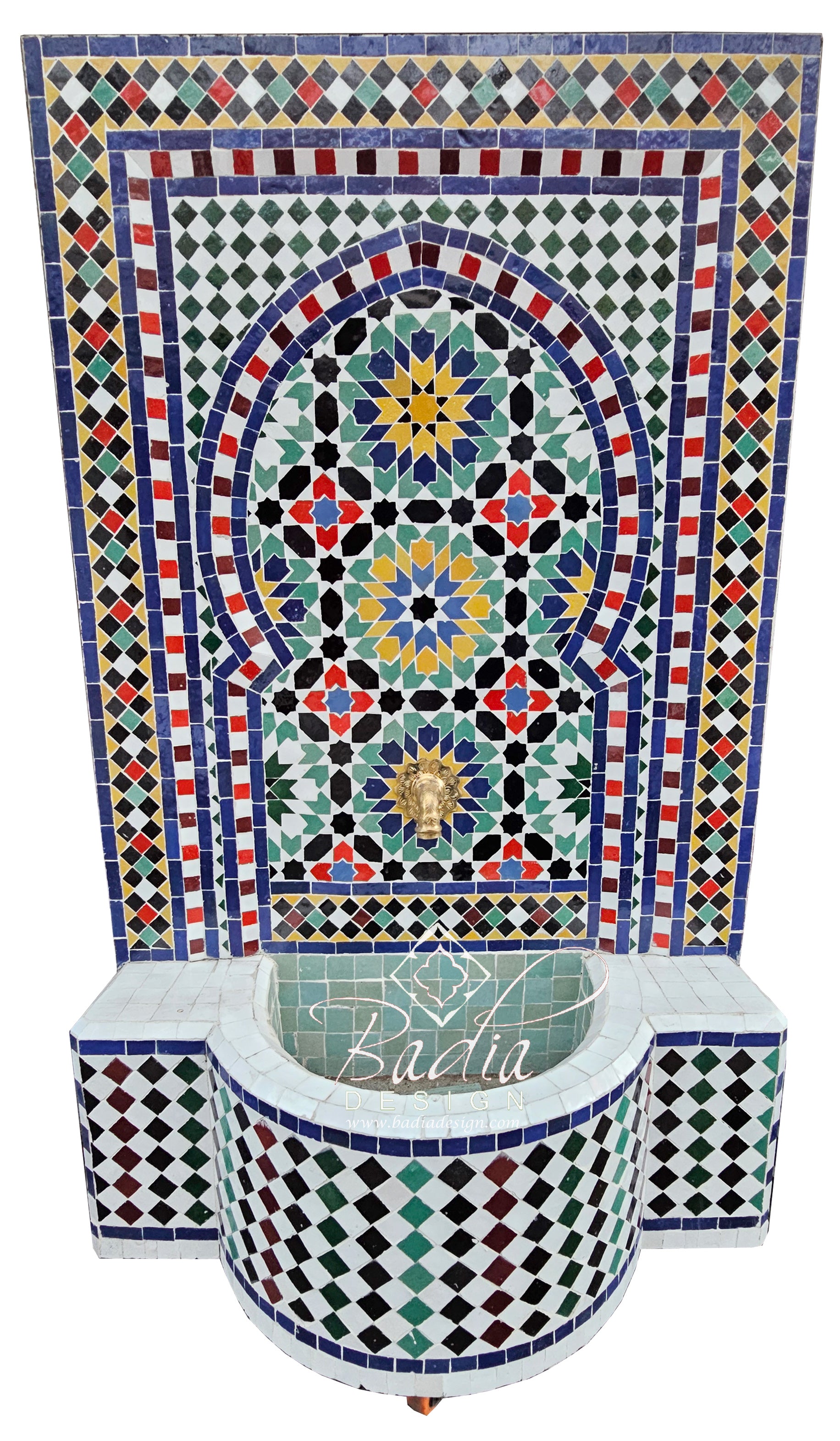 Moroccan Blue Multi-Color Mosaic Water Fountain