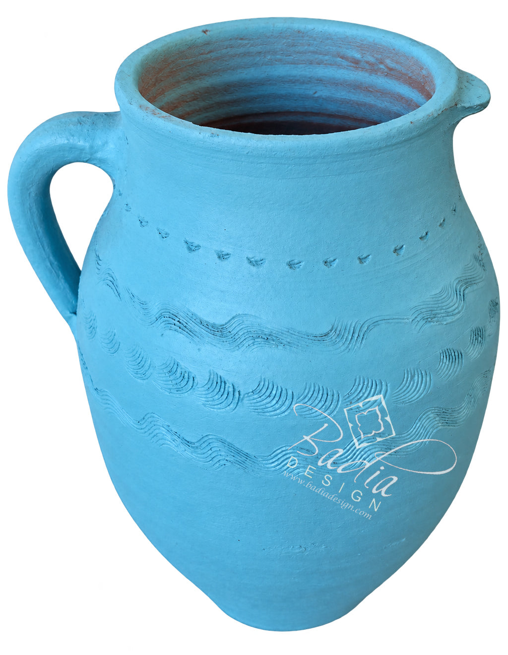 Moroccan Turquoise Blue Clay Water Jug