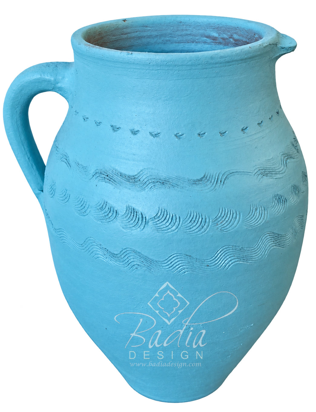 Moroccan Turquoise Blue Clay Water Jug