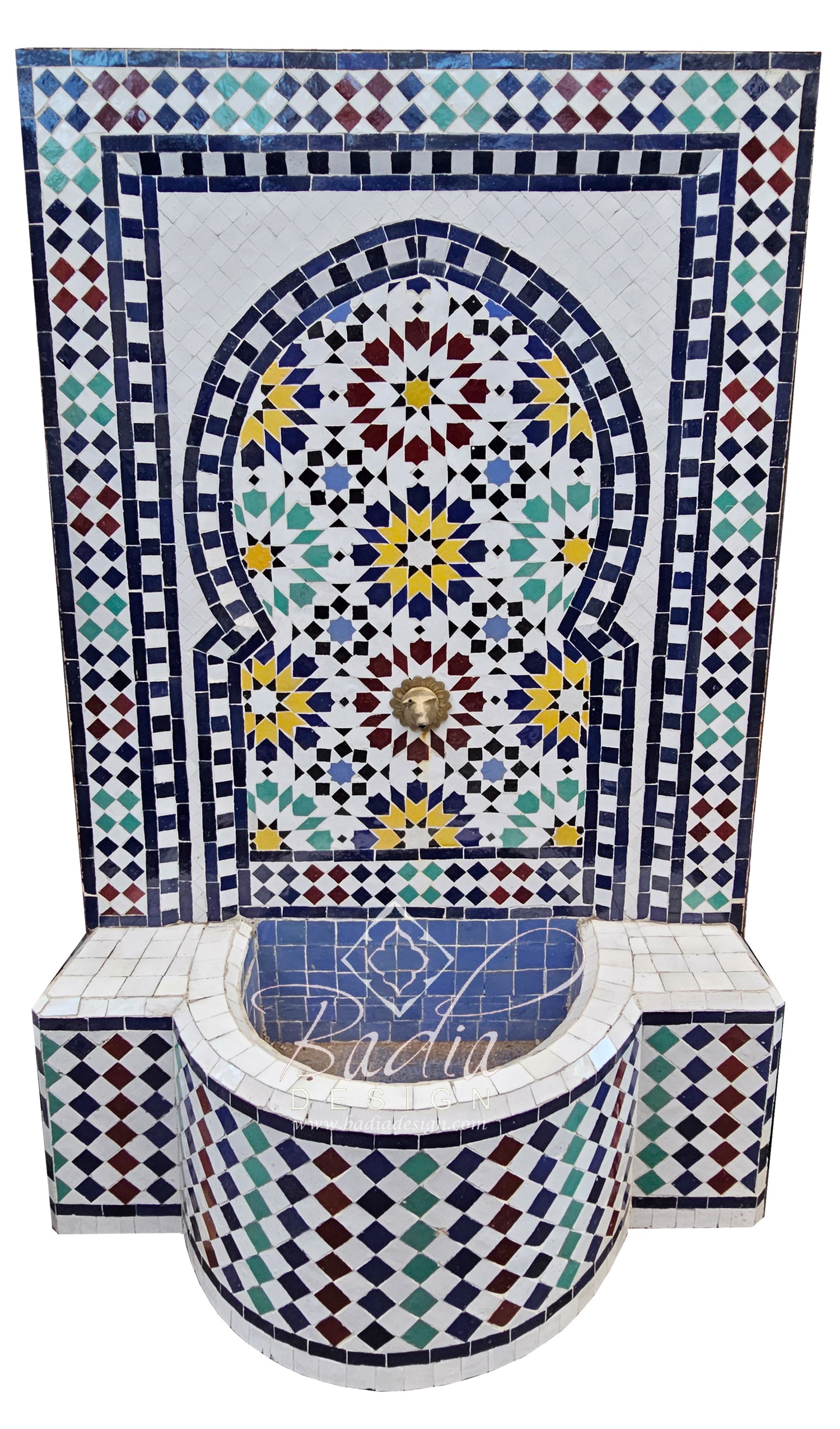 Moroccan Multi-Color Mosaic Tile Water Fountain