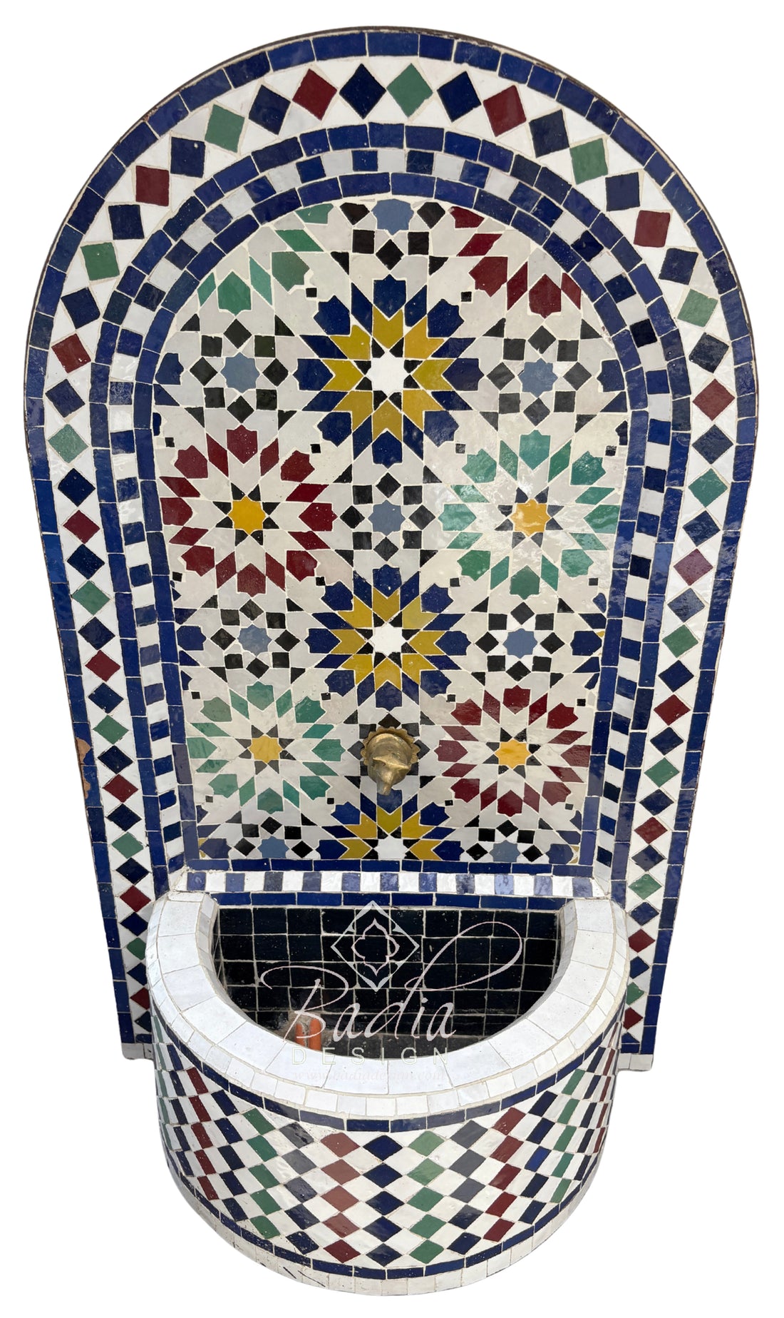 Moroccan Multi-Color Water Fountain with an Arch Top
