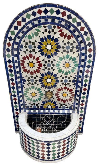 Moroccan Multi-Color Water Fountain with an Arch Top