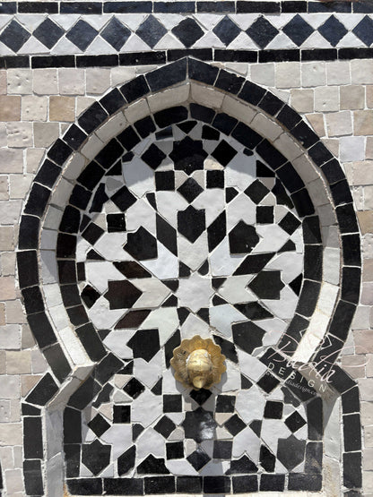 Small Brown and Beige Tile Water Fountain