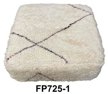 Off-White Square Shaggy Wool Ottoman