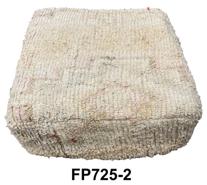 Off-White Square Shaggy Wool Ottoman