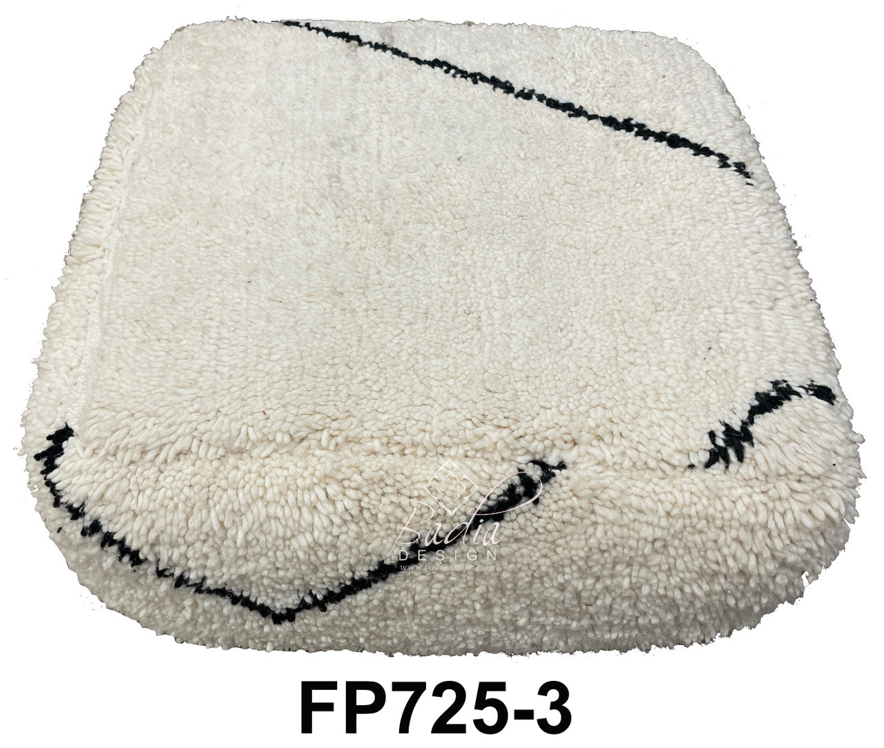 Off-White Square Shaggy Wool Ottoman