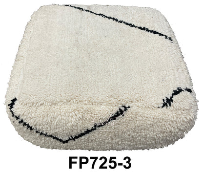 Off-White Square Shaggy Wool Ottoman
