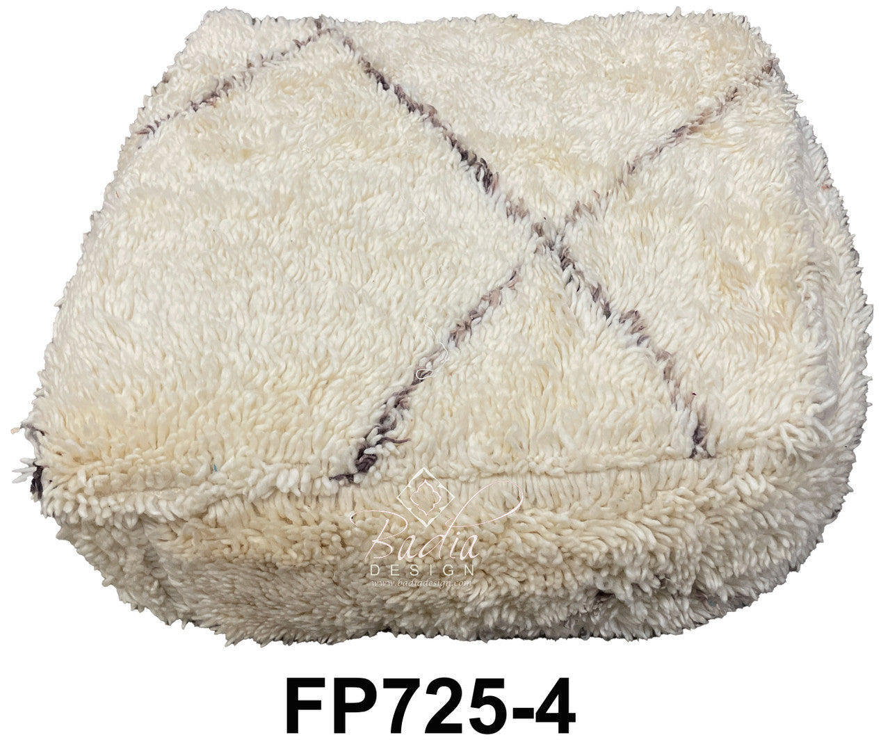 Off-White Square Shaggy Wool Ottoman