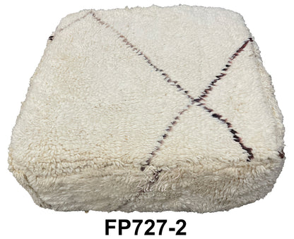 Off-White Square Shaggy Wool Ottoman