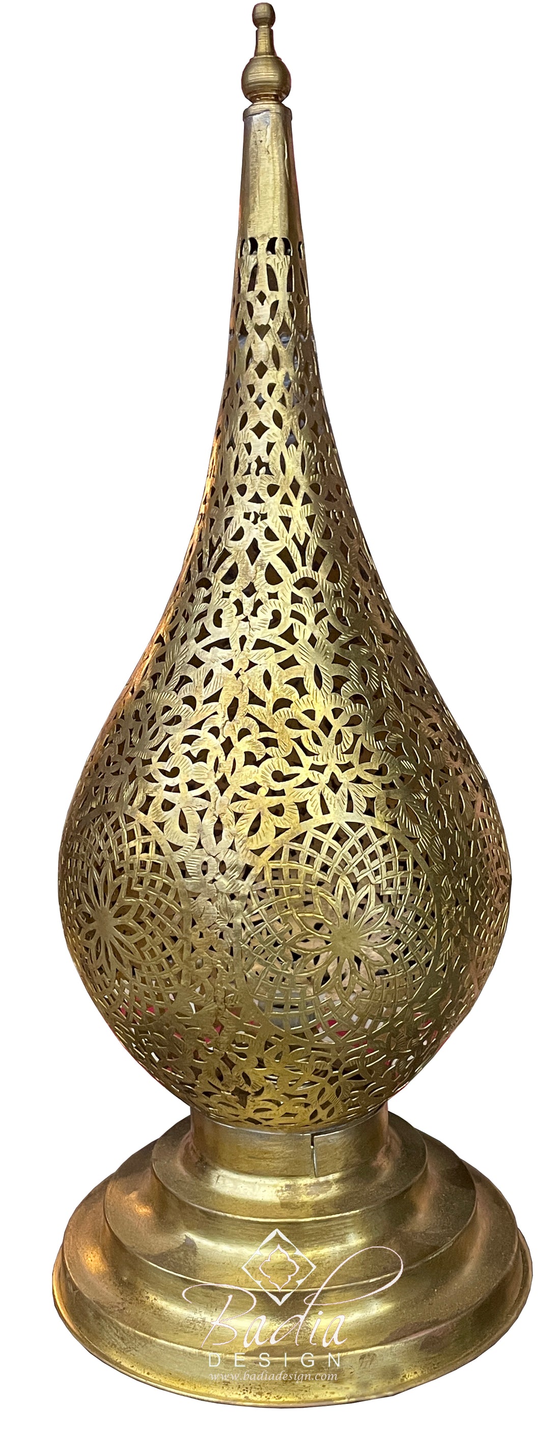 Tall Intricately Designed Brass Floor Lantern
