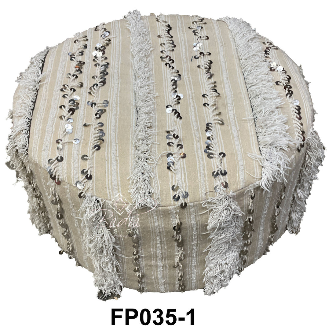 Square Wool Sequence Wedding Ottoman