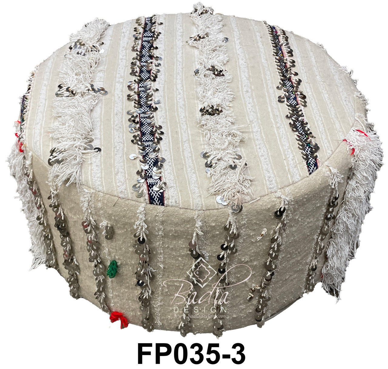 Square Wool Sequence Wedding Ottoman
