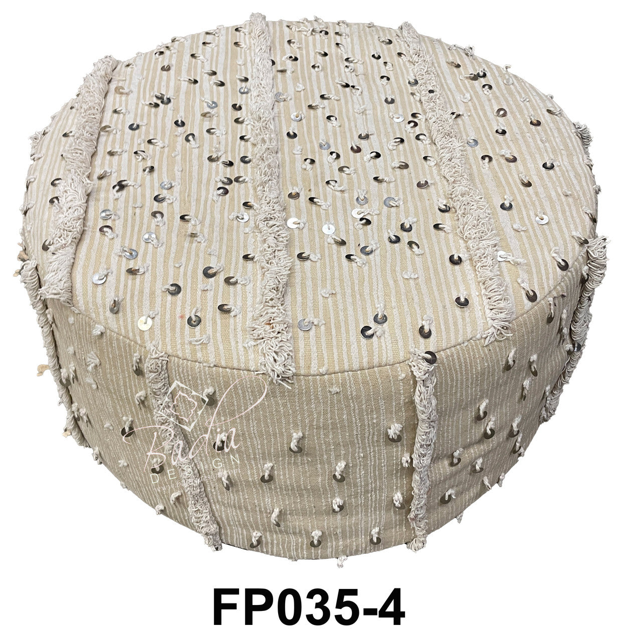 Square Wool Sequence Wedding Ottoman