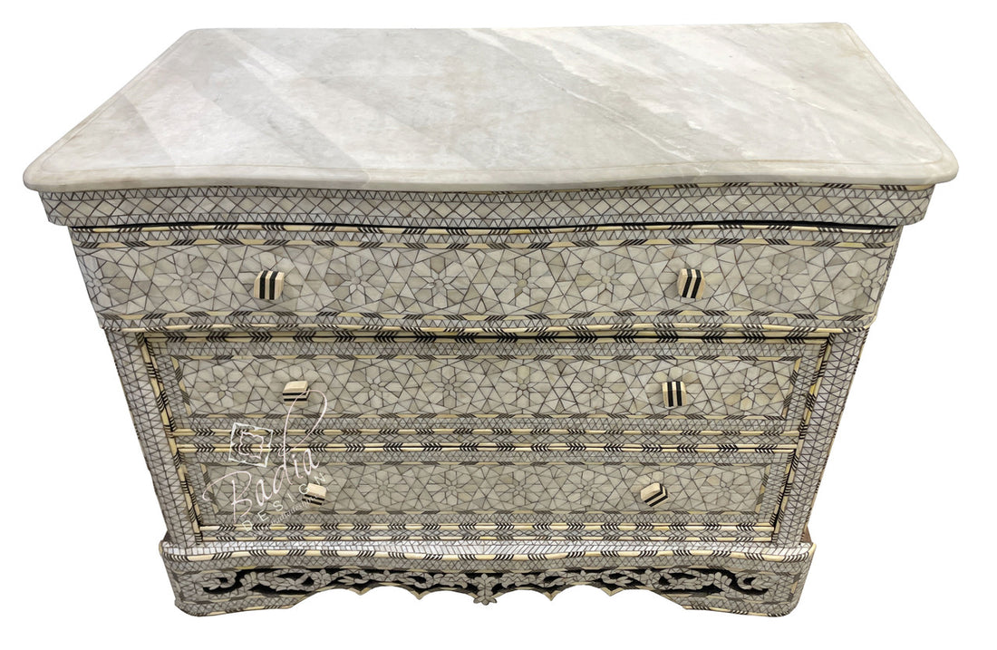 Mother of Pearl Dresser with Three Drawers