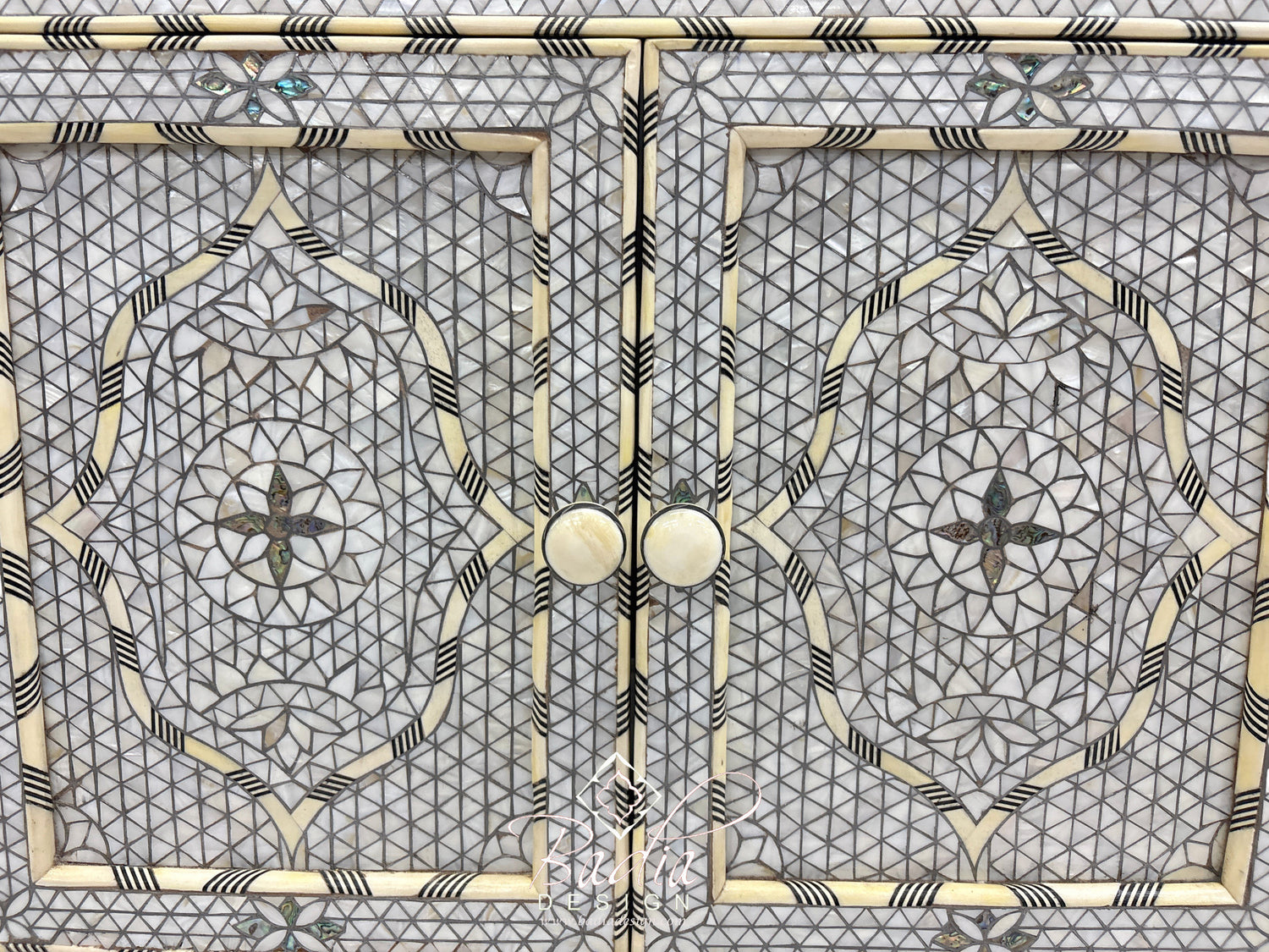 White Mother of Pearl Inlay Bathroom Vanity