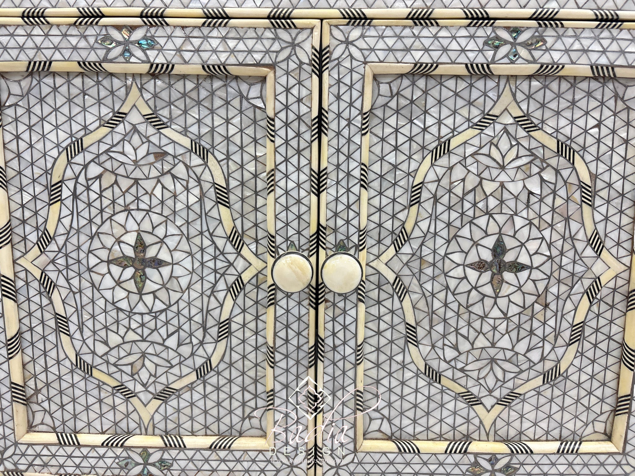 White Mother of Pearl Inlay Bathroom Vanity