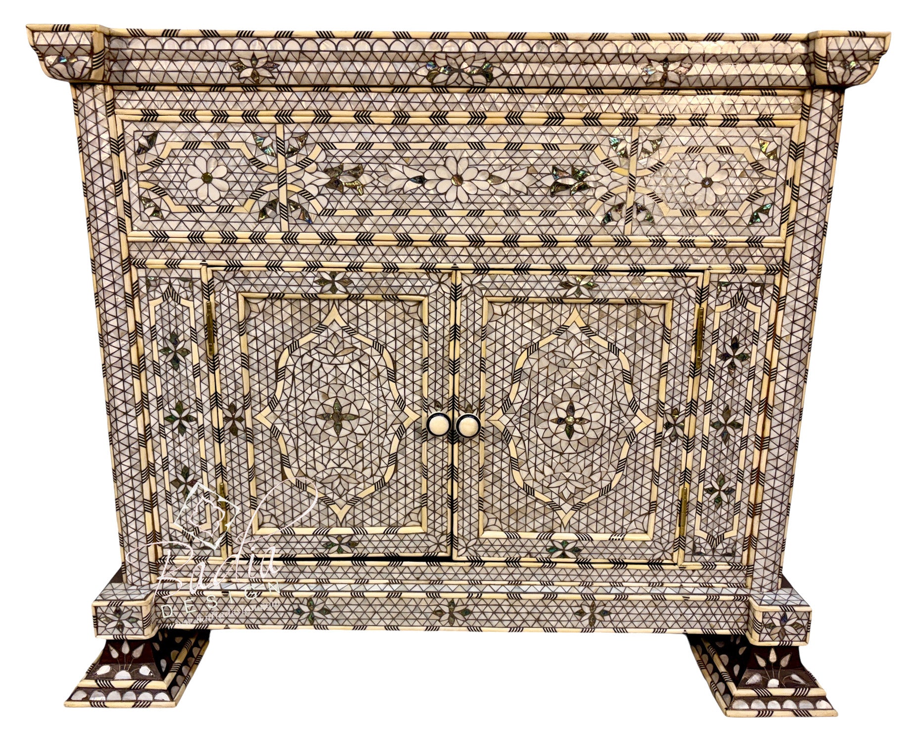 White Mother-of-Pearl Inlay Bathroom Vanity