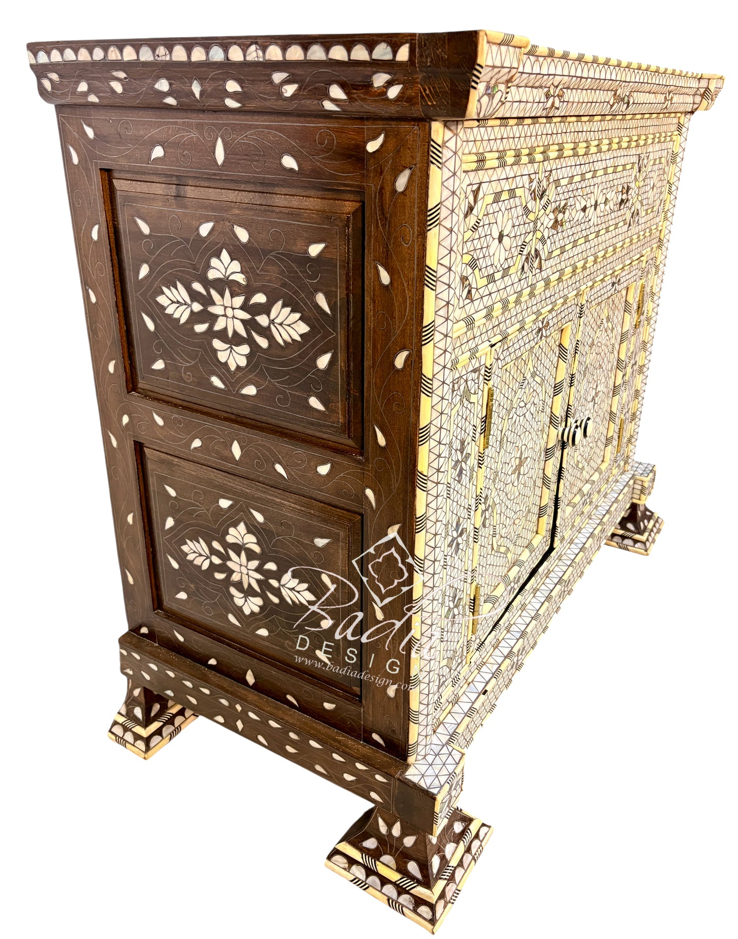 White Mother-of-Pearl Inlay Bathroom Vanity