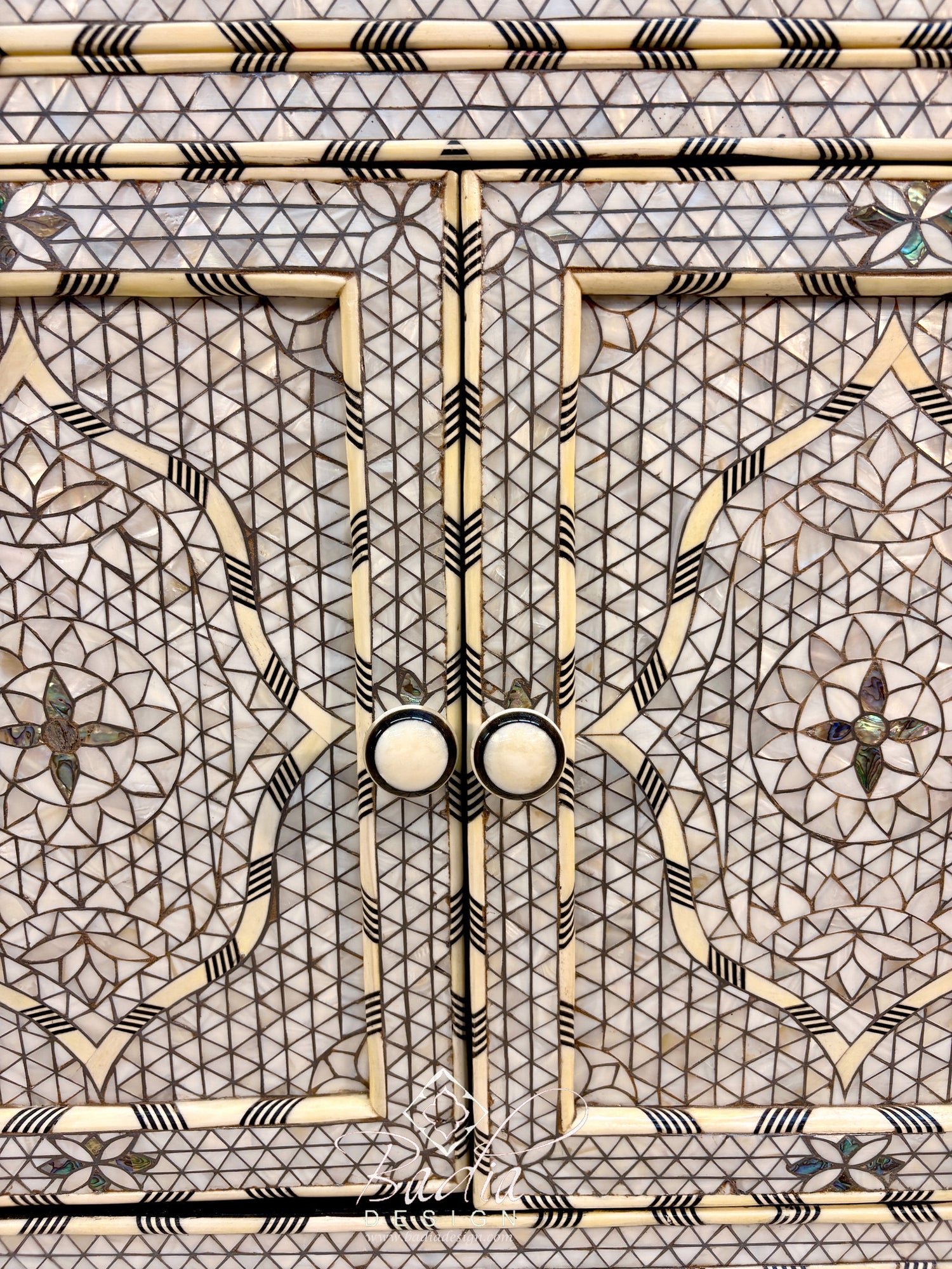 White Mother-of-Pearl Inlay Bathroom Vanity