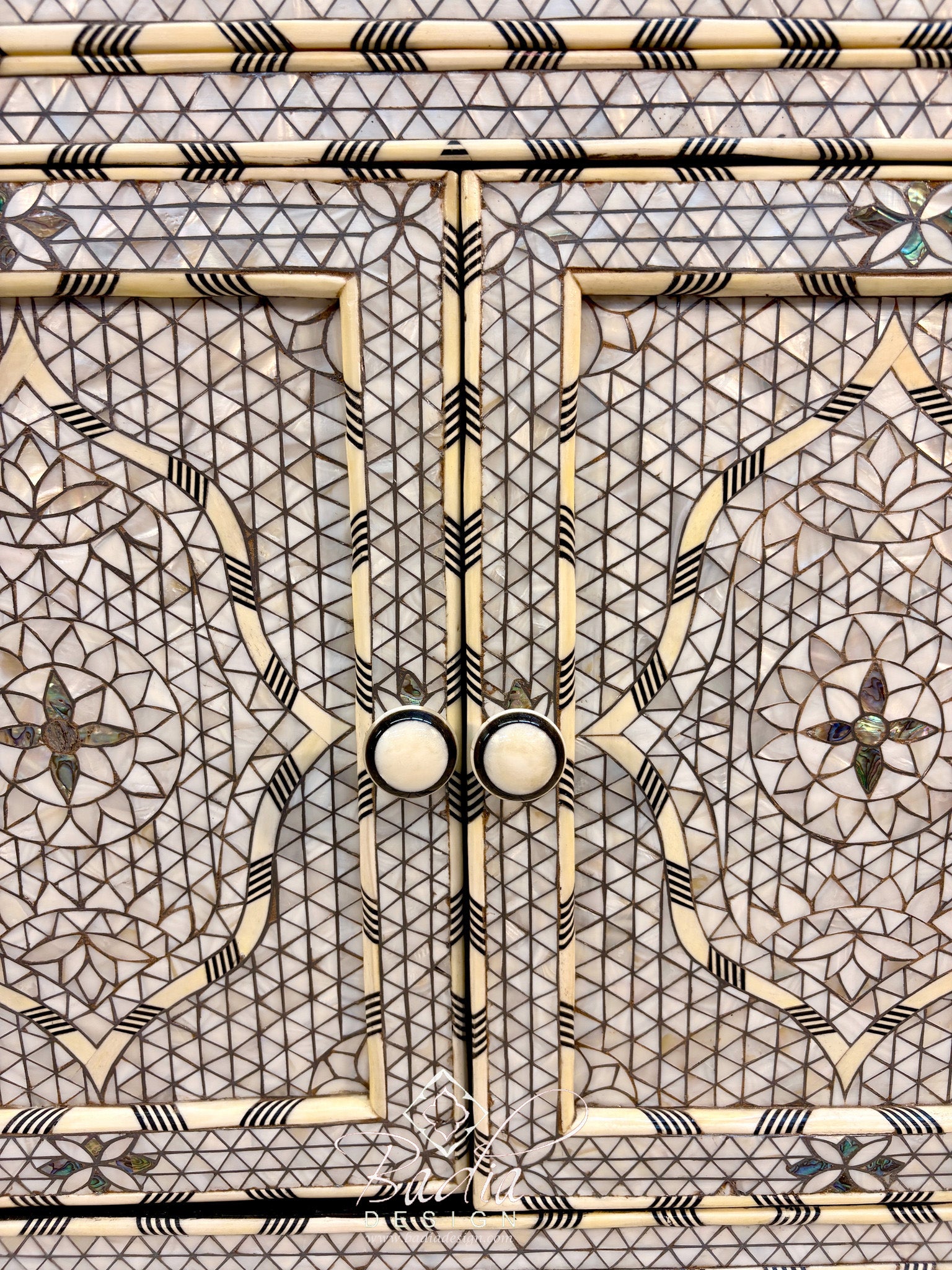 White Mother-of-Pearl Inlay Bathroom Vanity