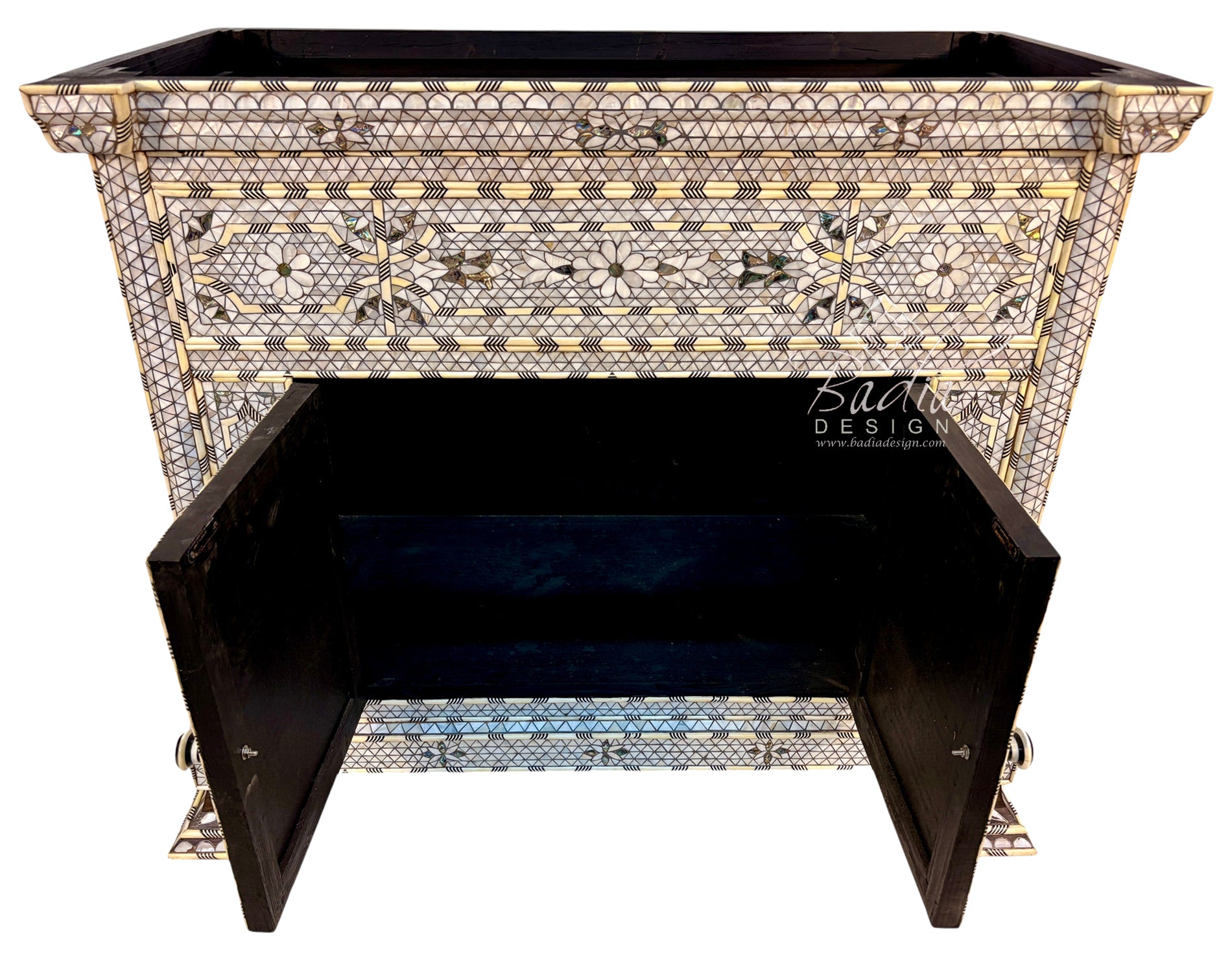 White Mother-of-Pearl Inlay Bathroom Vanity