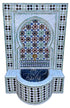Moroccan White Multi-Color Tile Wall Fountain with Inner Arch