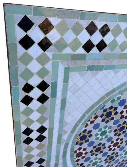 White Multi-Color Tile Wall Fountain with Inner Arch