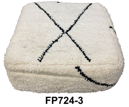 Off-White Square Shaggy Wool Ottoman
