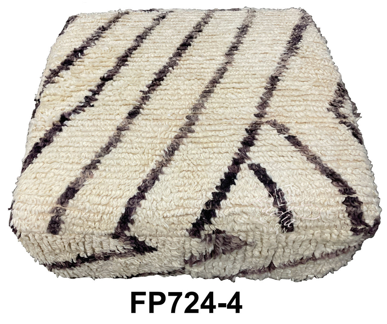 Off-White Square Shaggy Wool Ottoman