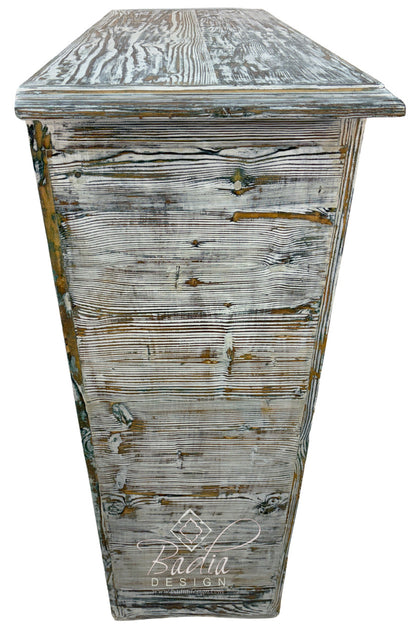 Handcrafted Moroccan Whitewash Cedar Wood Cabinet