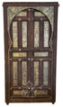 Moroccan Arched Wooden Double Door with Intricate Metal Design