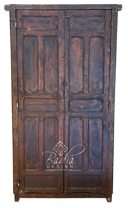 Arched Wooden Double Door with Intricate Metal Design