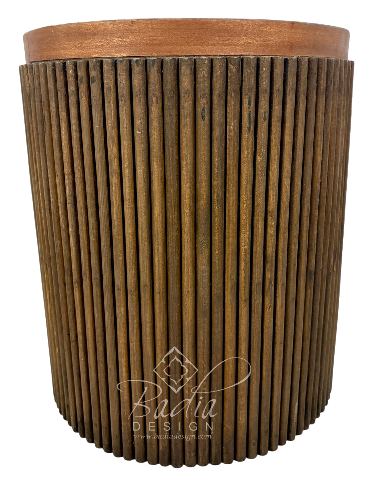 Wooden Side Table with Round Sunburst Top